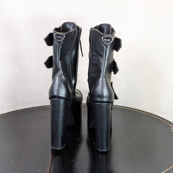 Demonia Cult high black Vegan Leather Boots 9 Womens - Picture 6 of 8